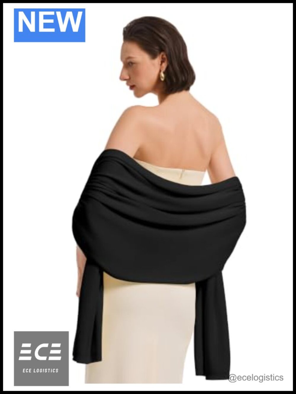 Viscose Cotton Pashmina Shawl Wrap Oversized 70.9x25.6 Evening Bridal Scarf